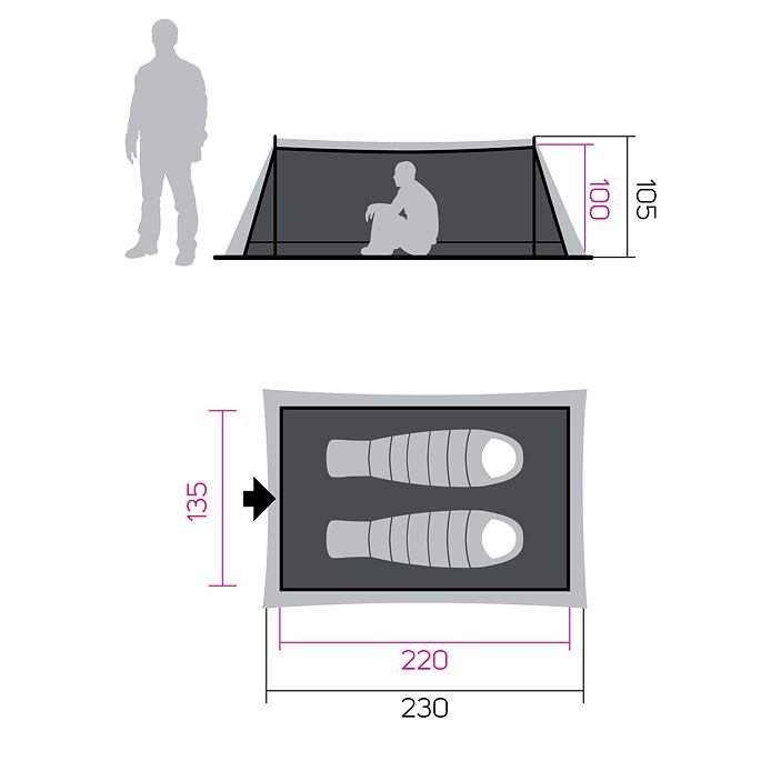 Shelter HANNAH CAMPING MESH TENT 2, grey