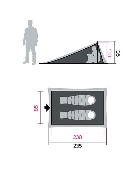 Shelter HANNAH CAMPING MESH TENT 1, grey