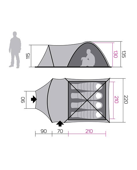Tent HANNAH CAMPING ARRANT 4, spring green/cloudy gray II