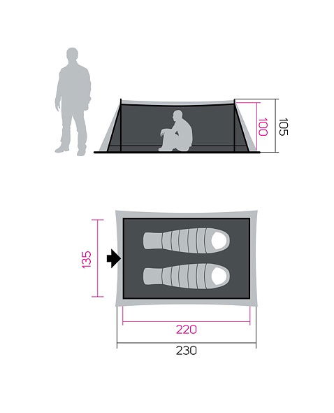 Shelter HANNAH CAMPING MESH TENT 2, grey